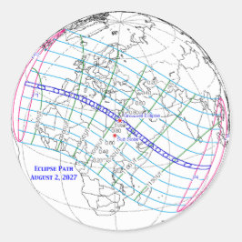 Adesivo Mapa do Eclipse Solar Total de 2027