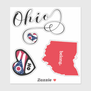 Adesivo Mapa do Estado de Ohio e Sinalizador 3 Diferentes 