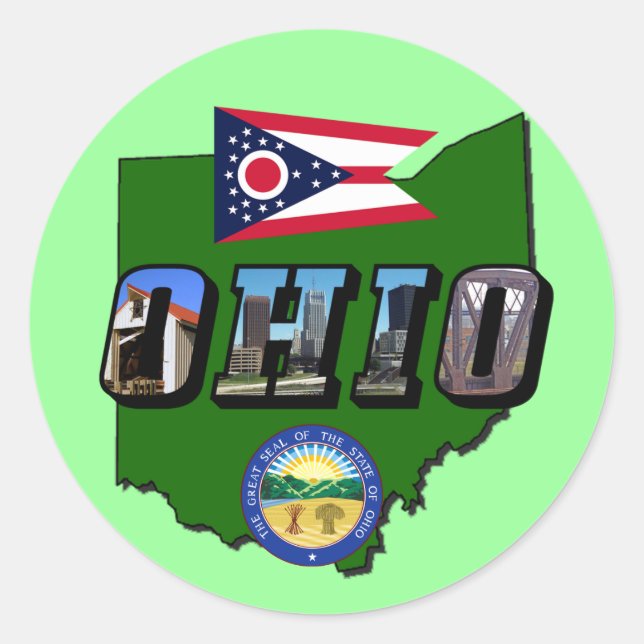 Adesivo Mapa do Estado de Ohio, Texto da Imagem, Sinalizad (Frente)