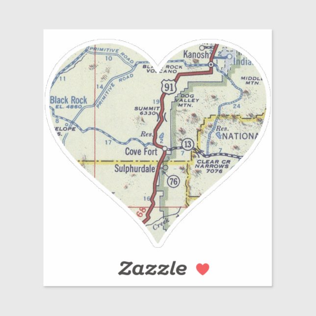 Adesivo Mapa do Forte de Cove Utah (Folha)