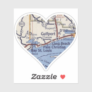 Adesivo Mapa do Gulfport MS Vintage