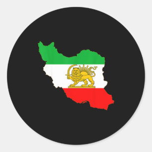 Adesivo Mapa do Irã com emblema de leão e sol, bandeira pe
