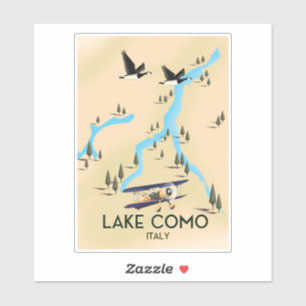 Adesivo Mapa do Lago de Como Itália Poster de Viagem