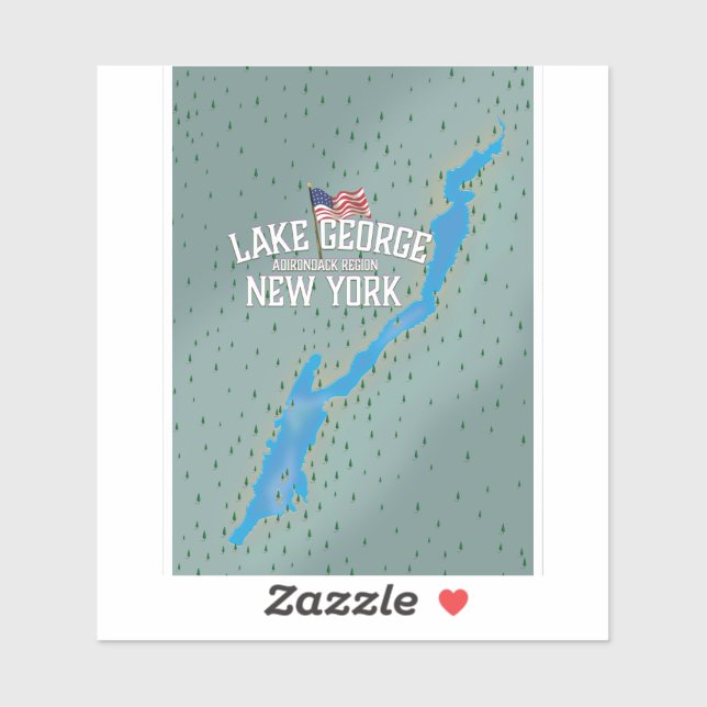 Adesivo Mapa do Lago George Nova York (Folha)