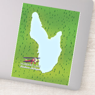 Adesivo mapa do lago Hubbard no norte de Michigan