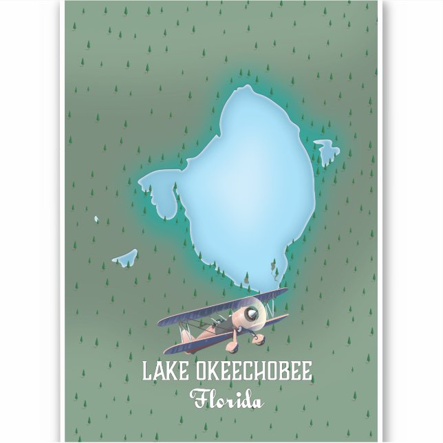 Adesivo Mapa do Lago Okeechobee Flórida. (Frente)