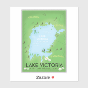 Adesivo Mapa do Lago Vitória - viagem art. do lago africa