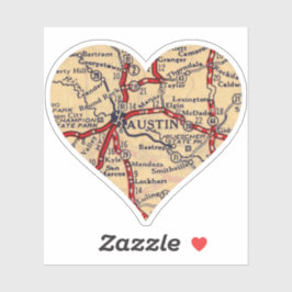 Adesivo Mapa do Love Austin Texas Vintage