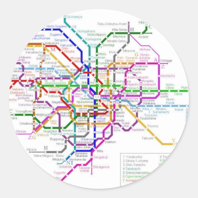 Adesivo Mapa do Metro de Tóquio (Frente)
