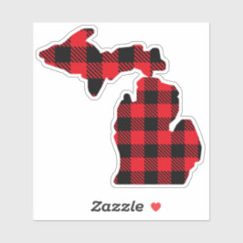 Adesivo Mapa do Michigan - Vermelho - Decal da Xadrez Negr