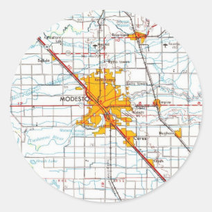 Adesivo Mapa do Modesto California Vintage