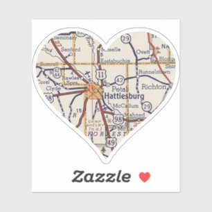 Adesivo Mapa do MS Vintage Hattiesburg