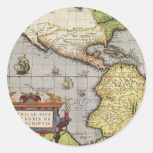 Adesivo Mapa do mundo antigo dos Americas, 1570