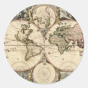 Adesivo Mapa do mundo antigo por Nicolao Visscher, cerca