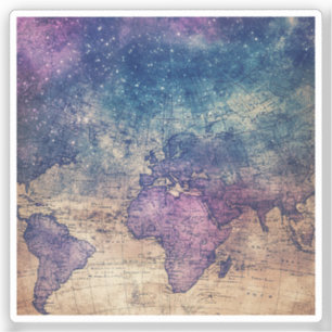 Adesivo Mapa do Mundo Celestial da Vintage (13)
