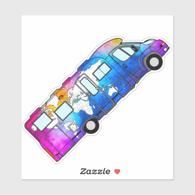 Adesivo mapa do mundo de aquarela RV - STICKER (Folha)