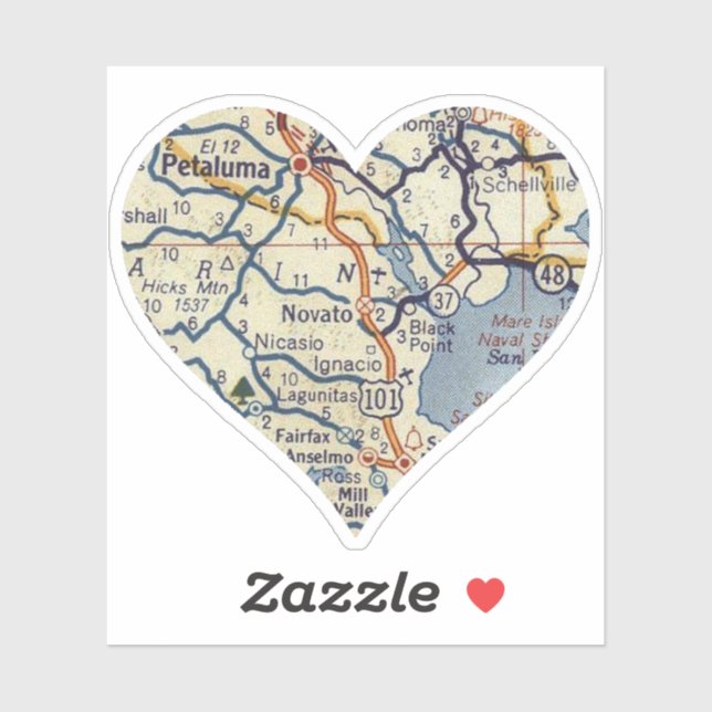 Adesivo Mapa do Novato California Vintage (Folha)