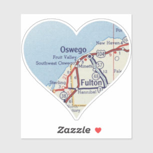 Adesivo Mapa do Oswego New York Vintage