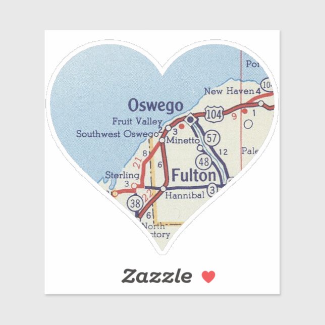 Adesivo Mapa do Oswego New York Vintage (Folha)