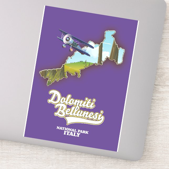 Adesivo mapa do parque nacional do dolomé bellunesi itália (Detalhe)