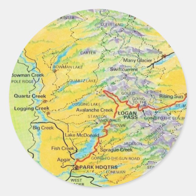 Adesivo Mapa do Parque Nacional Glaciar (Frente)