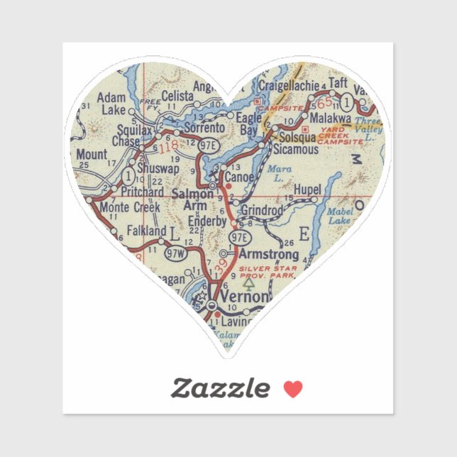 Adesivo Mapa do Salmão Arm BC Vintage (Folha)