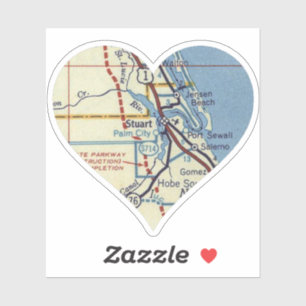 Adesivo Mapa do Stuart FL Vintage