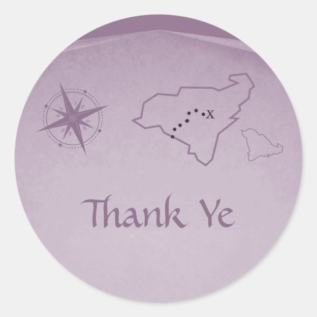Adesivo Mapa do tesouro, obrigado palitos, roxo (Frente)