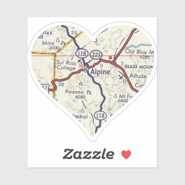 Adesivo Mapa do Texas alpino do 50 Vintage (Folha)