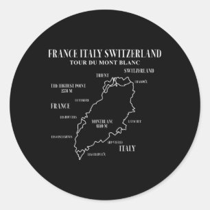 Adesivo Mapa do Tour Du Mont Blanc França Itália Suíça Hi