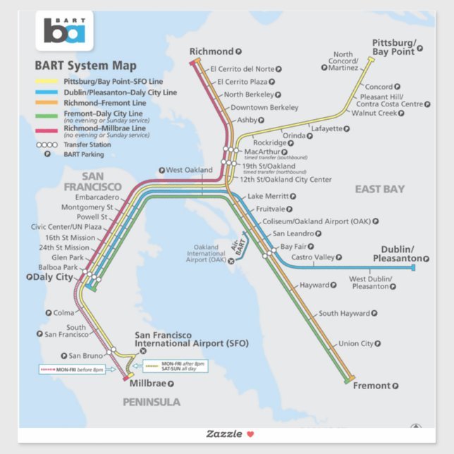 Adesivo Mapa do Trem da Área da Baía (Folha)