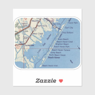 Adesivo Mapa do Tuckerton NJ Vintage
