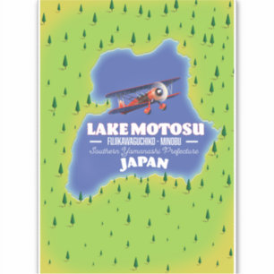 Adesivo Mapa do viagem do japonês de Motosu do lago