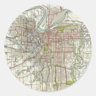 Adesivo Mapa do vintage de Kansas City Missouri (1920)