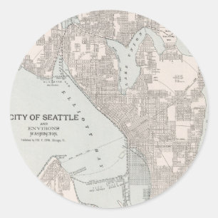 Adesivo Mapa do vintage de Seattle Washington (1901)