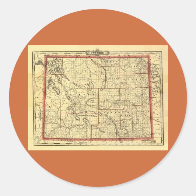 Adesivo Mapa do Wyoming em 1895 (Frente)