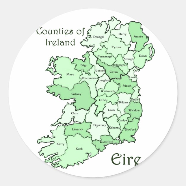 Adesivo Mapa dos condados da Irlanda (Frente)