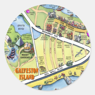 Adesivo Mapa dos desenhos animados de Galveston Texas