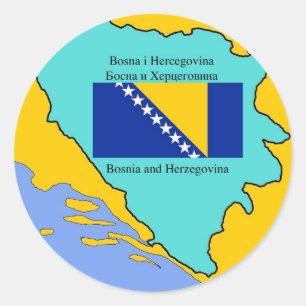 Adesivo Mapa e bandeira de Bósnia - Herzegovina
