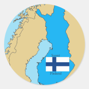 Adesivo Mapa e bandeira de Finlandia
