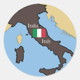 Adesivo Mapa e bandeira de Italia