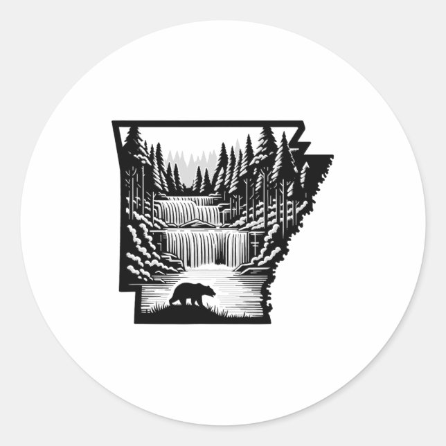 Adesivo Mapa e Paisagem do Arkansas (Frente)