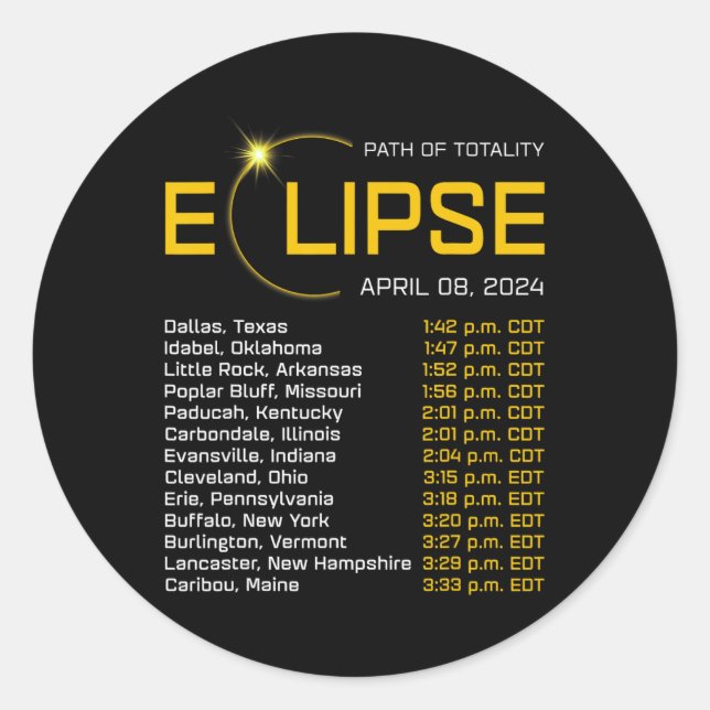 Adesivo Mapa Eclipse Total do Mapa do Eclipse do Caminho d (Frente)