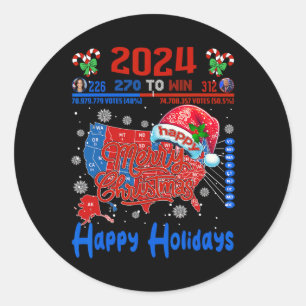 Adesivo Mapa Eleitoral 2024 Merry Christmas Trump Landslid