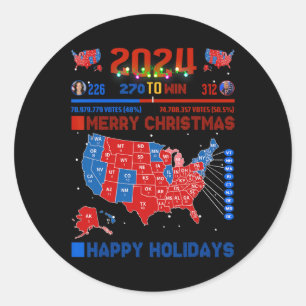 Adesivo Mapa Eleitoral 2024 Merry Christmas Trump Landslid