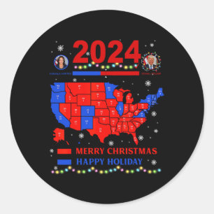 Adesivo Mapa Eleitoral 2024 Merry Christmas Trump Landslid