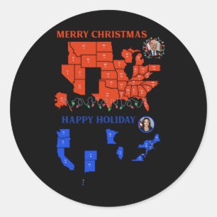 Adesivo Mapa Eleitoral 2024 Merry Christmas Trump Landslid