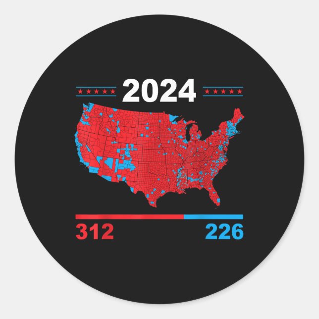 Adesivo Mapa Eleitoral Trump 312 Red 2024 Resultados Eleit (Frente)
