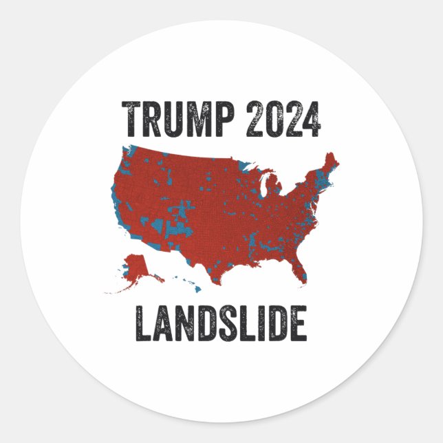 Adesivo Mapa Eleitoral Trump Landslide 2024 Funny Pro Trum (Frente)