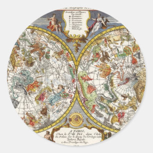 Adesivo Mapa Estelar de Planisfério Antigo por Nicholas de